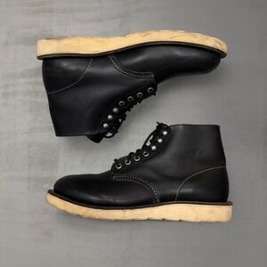 Red Wing 8165 Heritage Round Toe Black Chrome Leather Boots Mens 9 D Made in USA